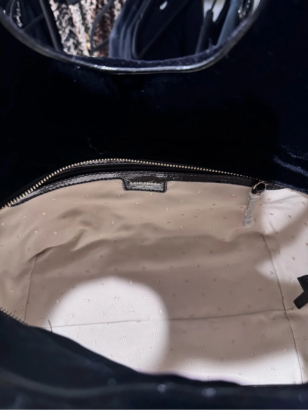 kate spade Black Velvet Floral Applique Tote